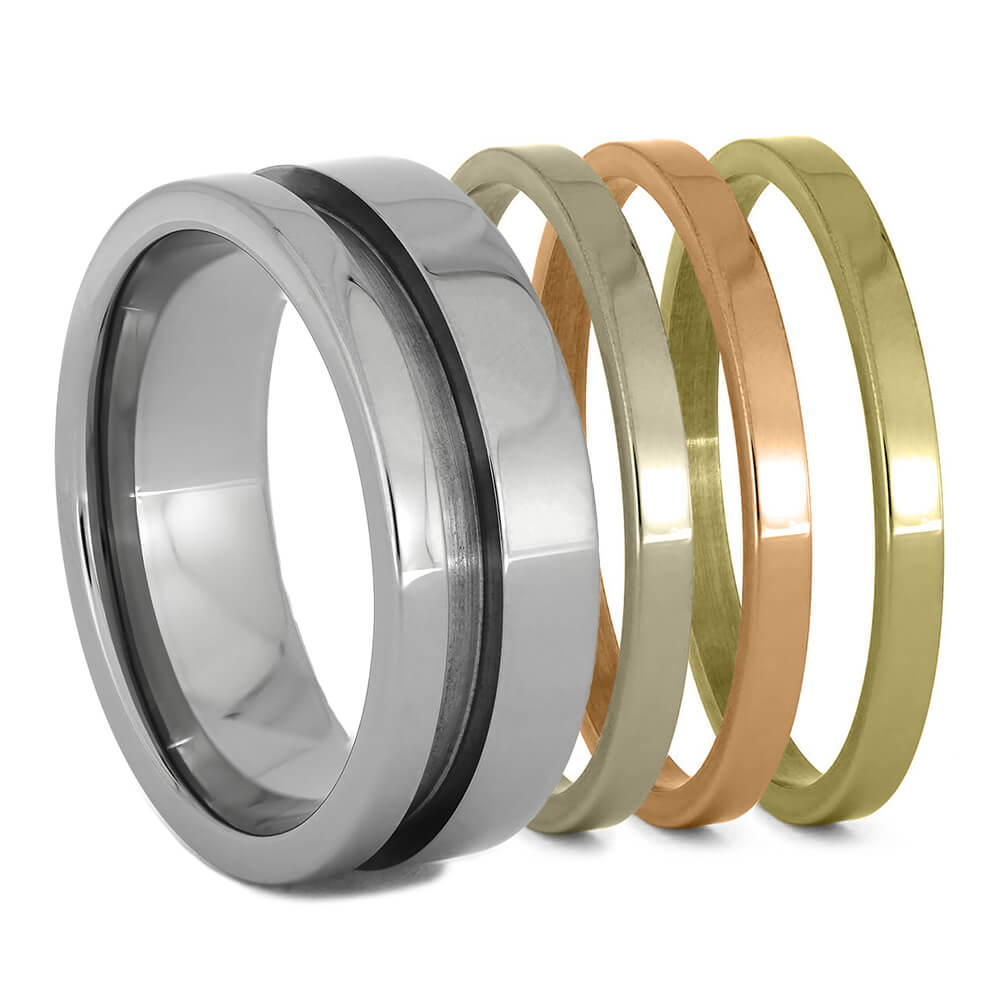 Solid Gold & Titanium Modular Ring Set - Unknown - Send Ring Sizer First