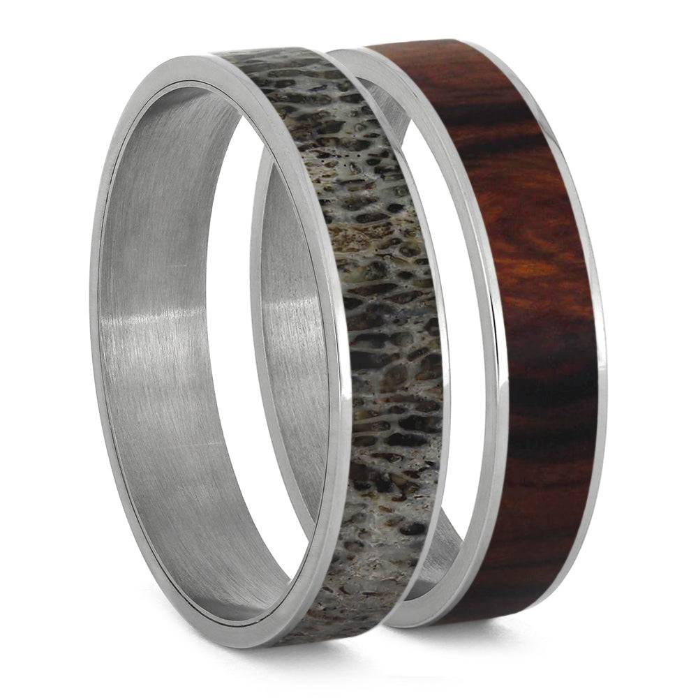 Wood and Antler Changeable Wedding Band