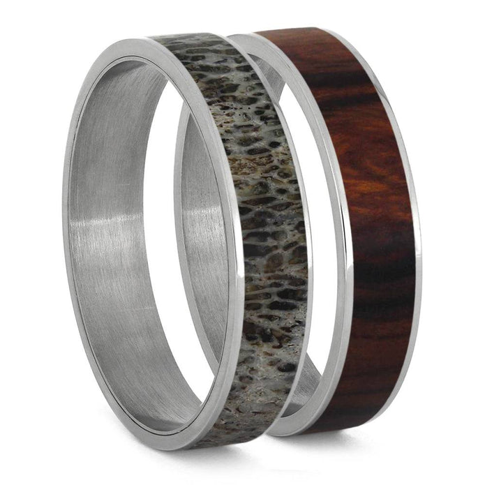 Wood and Antler Changeable Wedding Band