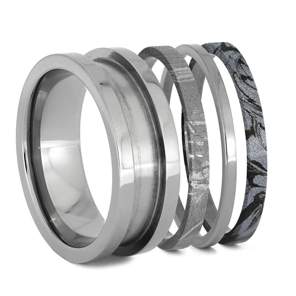 Meteorite and Mokume Gane Titanium Interchangeable Ring