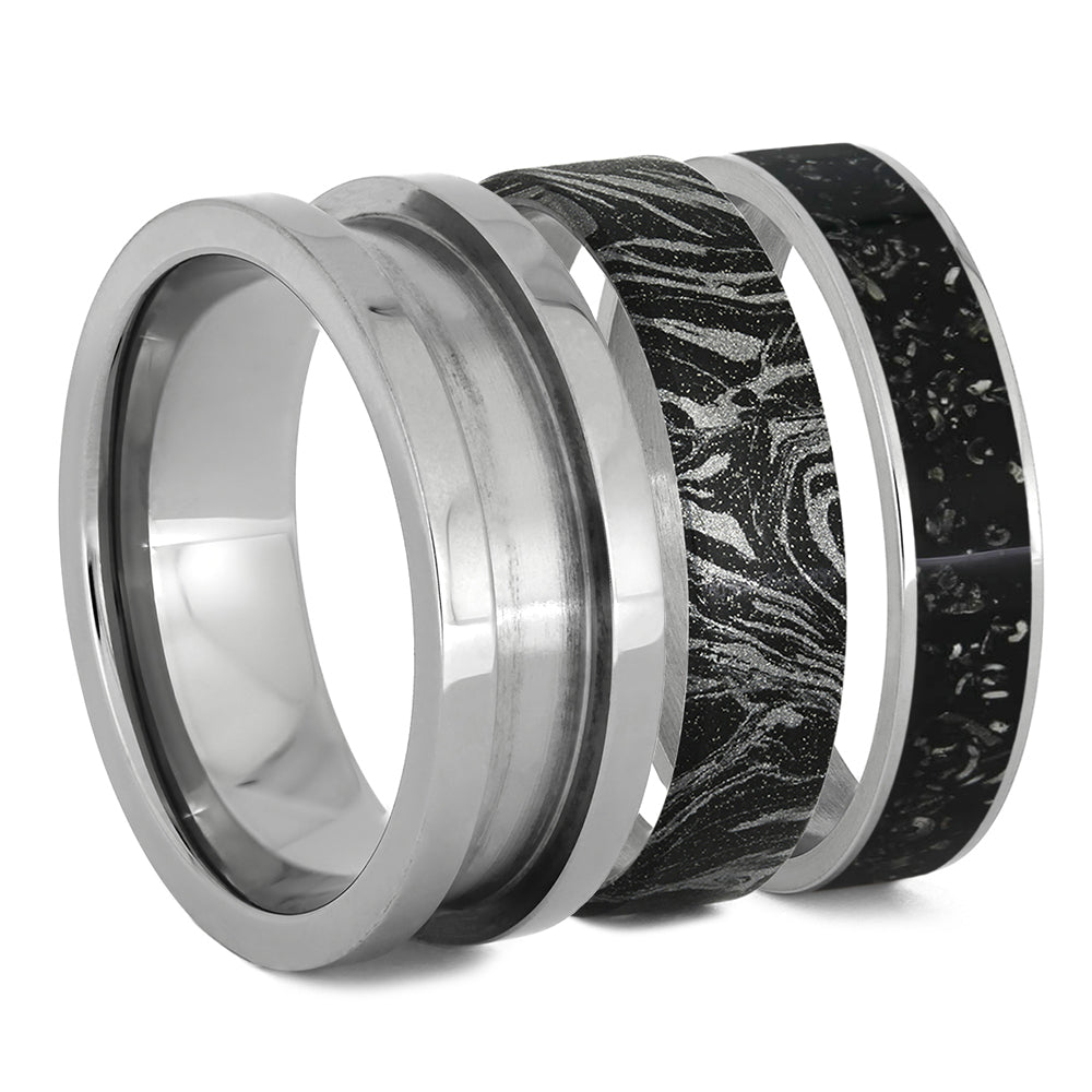 Stardust & Mokume Gane Modular Titanium Ring Set - Unknown - Send Ring  Sizer First