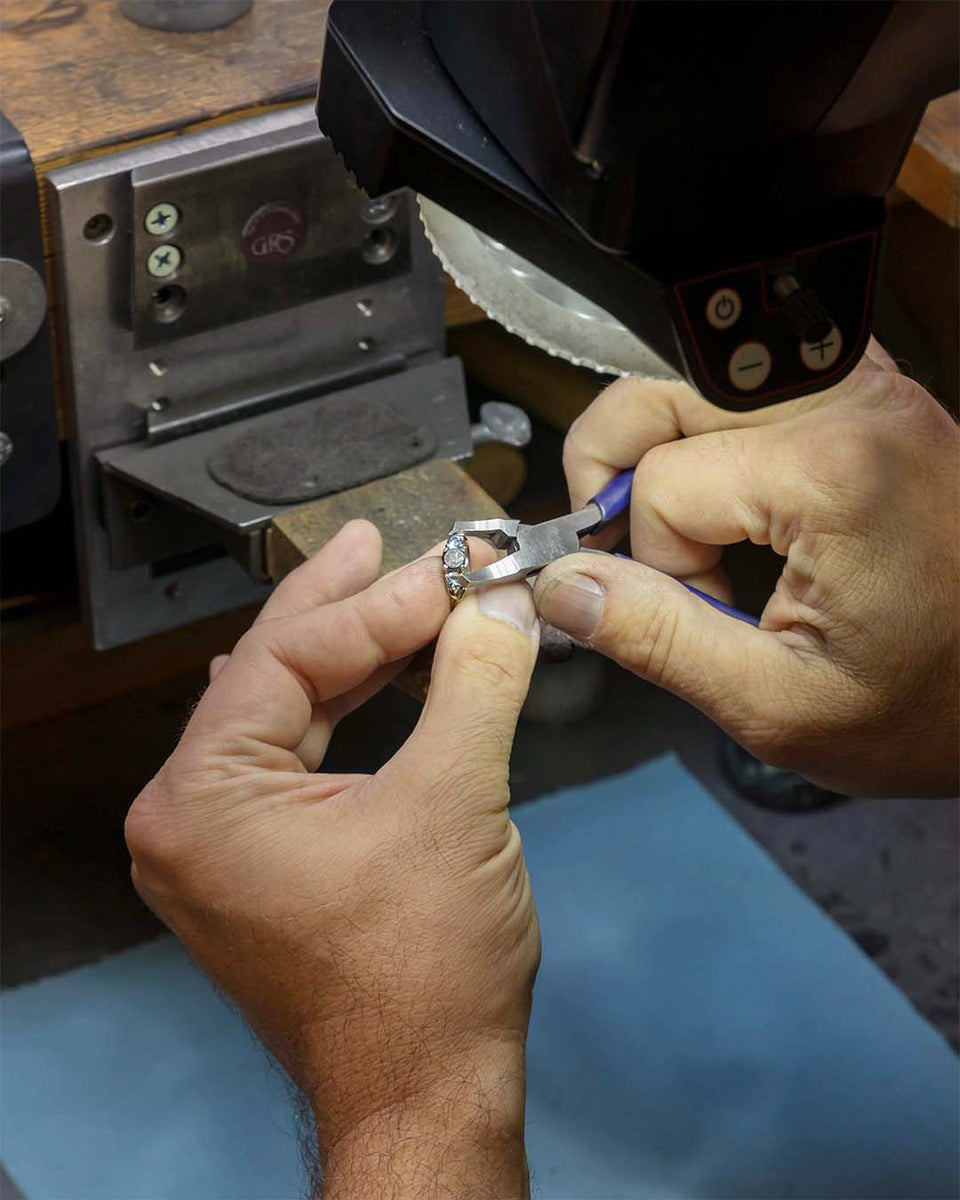 Jewelry by Johan artisan working behind the scenes at the jewelry bench.