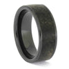 Burl wood ring in black ceramic, polished finish