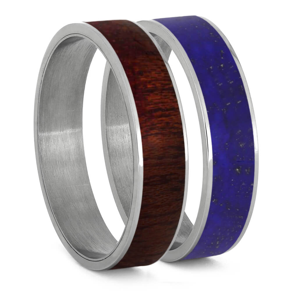 Lapis and Bloodwood Wedding Bands
