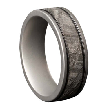 Titanium Ring with Black Pinstripes