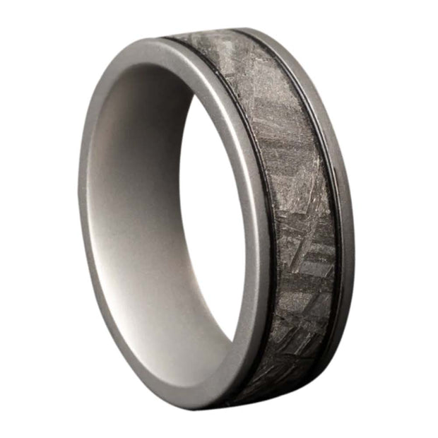 Titanium Ring with Black Pinstripes