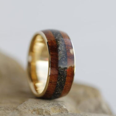 Koa Wood & Beach Sand Wedding Band