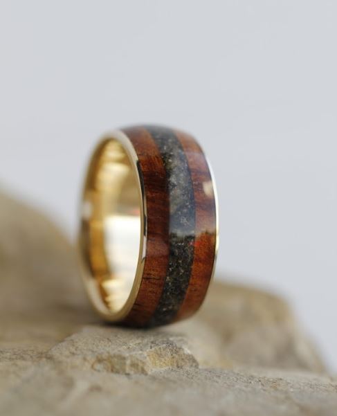 Koa Wood & Beach Sand Wedding Band