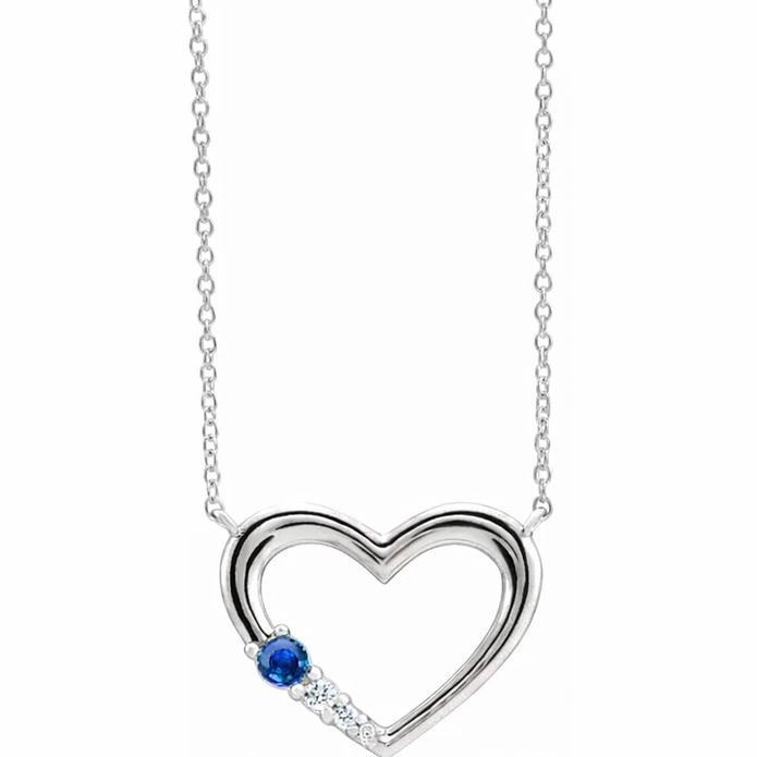 Family Birthstone Necklace with Heart Design