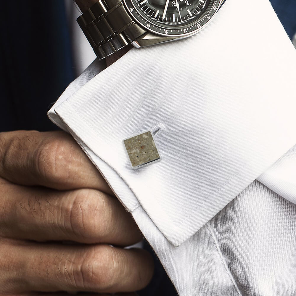 Square Cuff Links with Ashes
