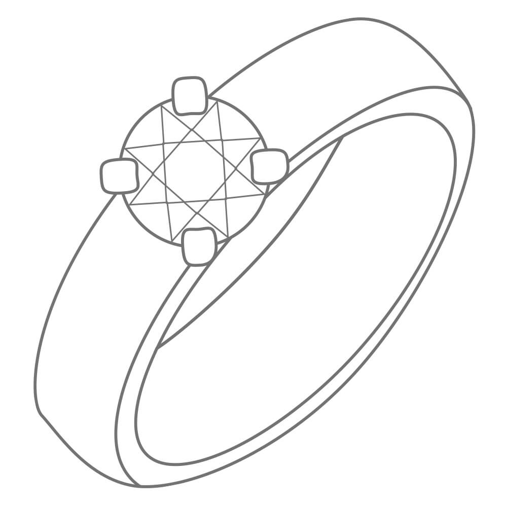 Line drawing of a custom engagement ring design