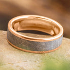 Gibeon Meteorite Wedding Band in Rose Gold