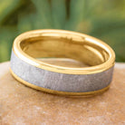 Meteorite and Yellow Gold Wedding Band