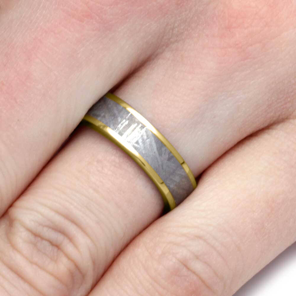 Meteorite Ring in 14k Yellow Gold