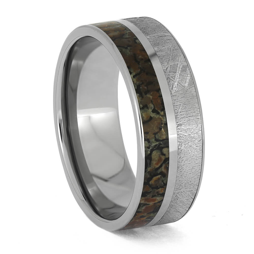 Meteorite and Dinosaur Bone Ring