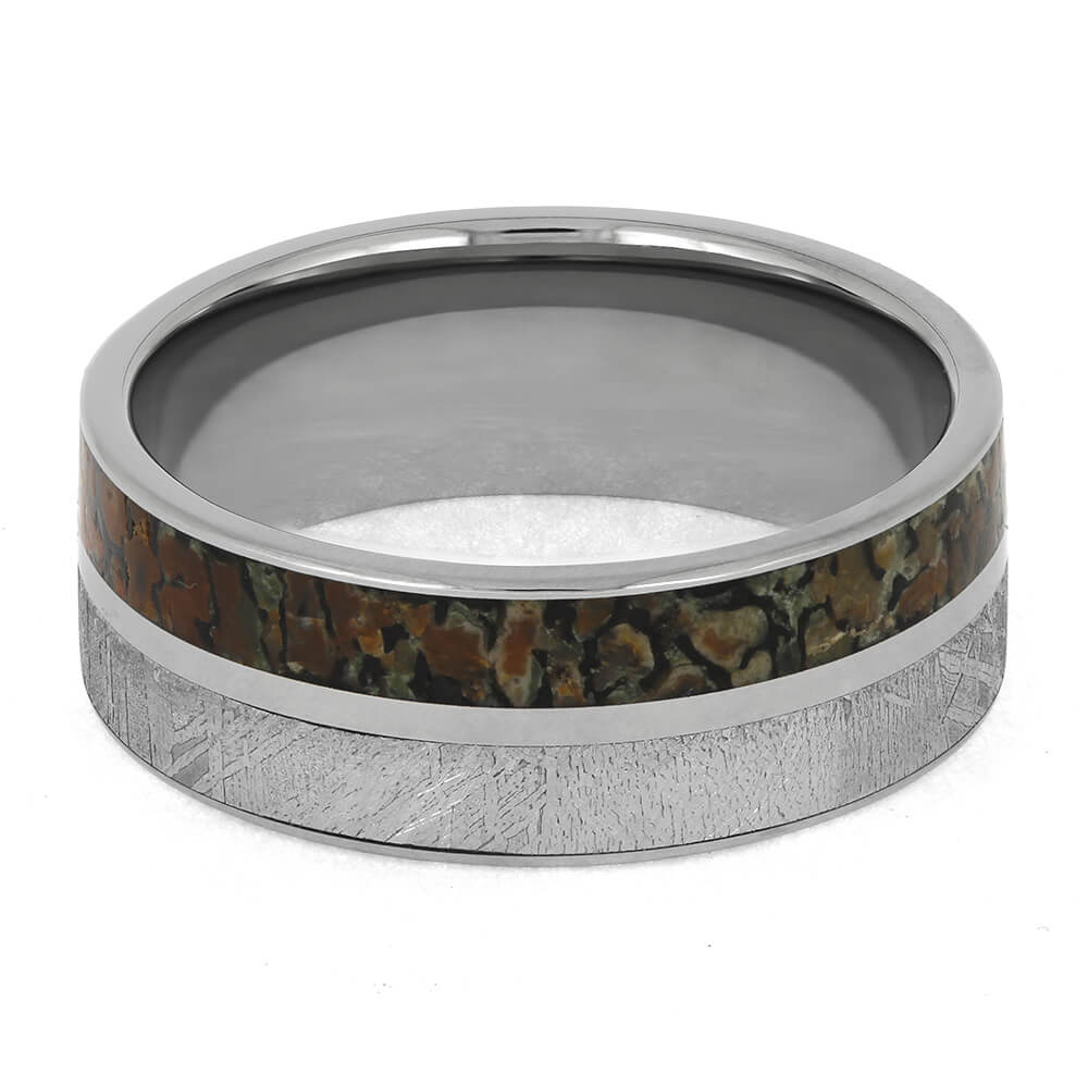 Handmade Titanium and Fossil Wedding Ring