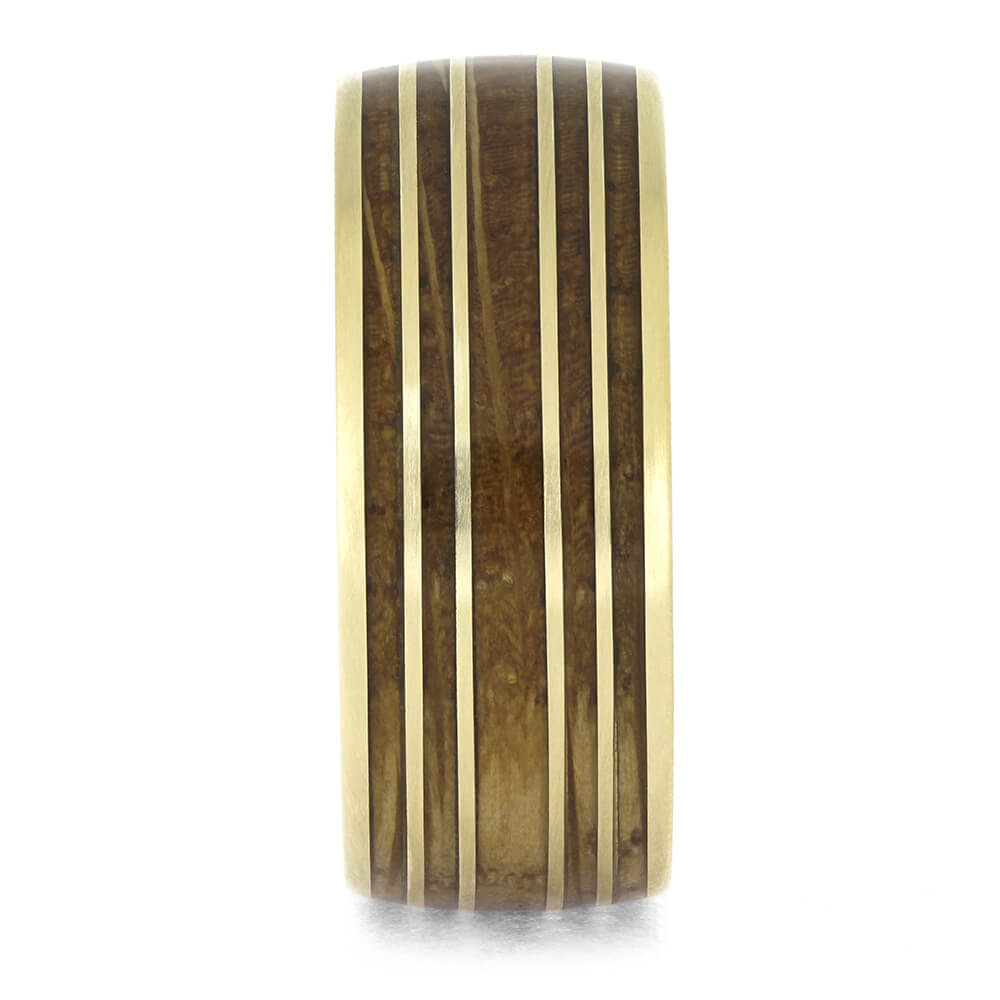 Whiskey Barrel Oak Wood and Gold Ring