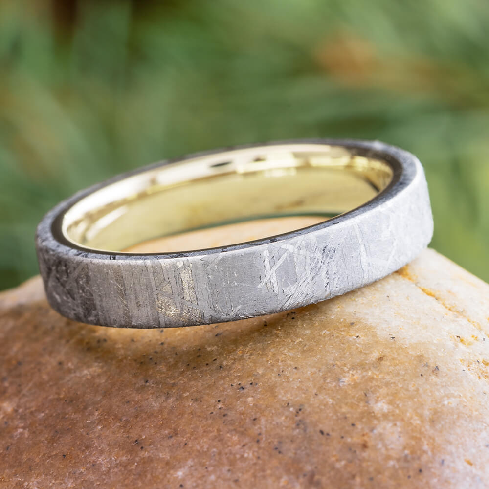 Meteorite and White Gold Wedding Band