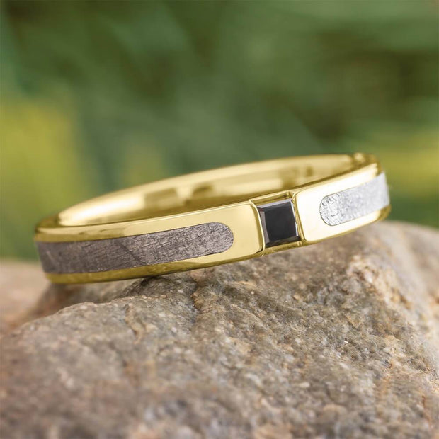 Yellow Gold and Gibeon Meteorite Ring