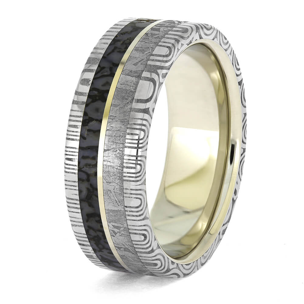 Meteorite & Dinosaur Bone Men's Wedding Band