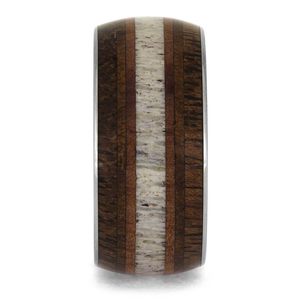 Wood and Antler Wedding Band for Men
