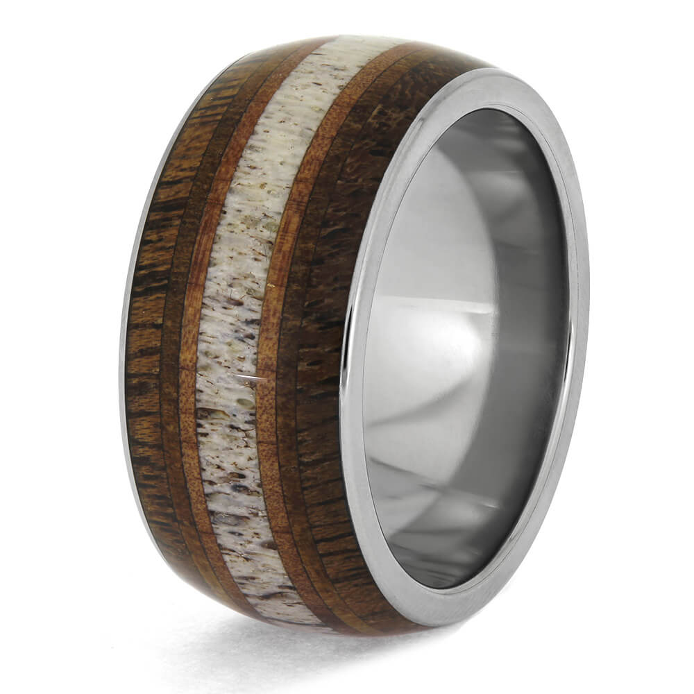 Mesquite Wood and Antler Ring