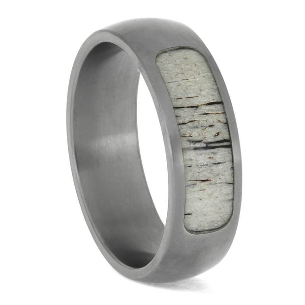 Antler and Titanium Wedding Band for Men