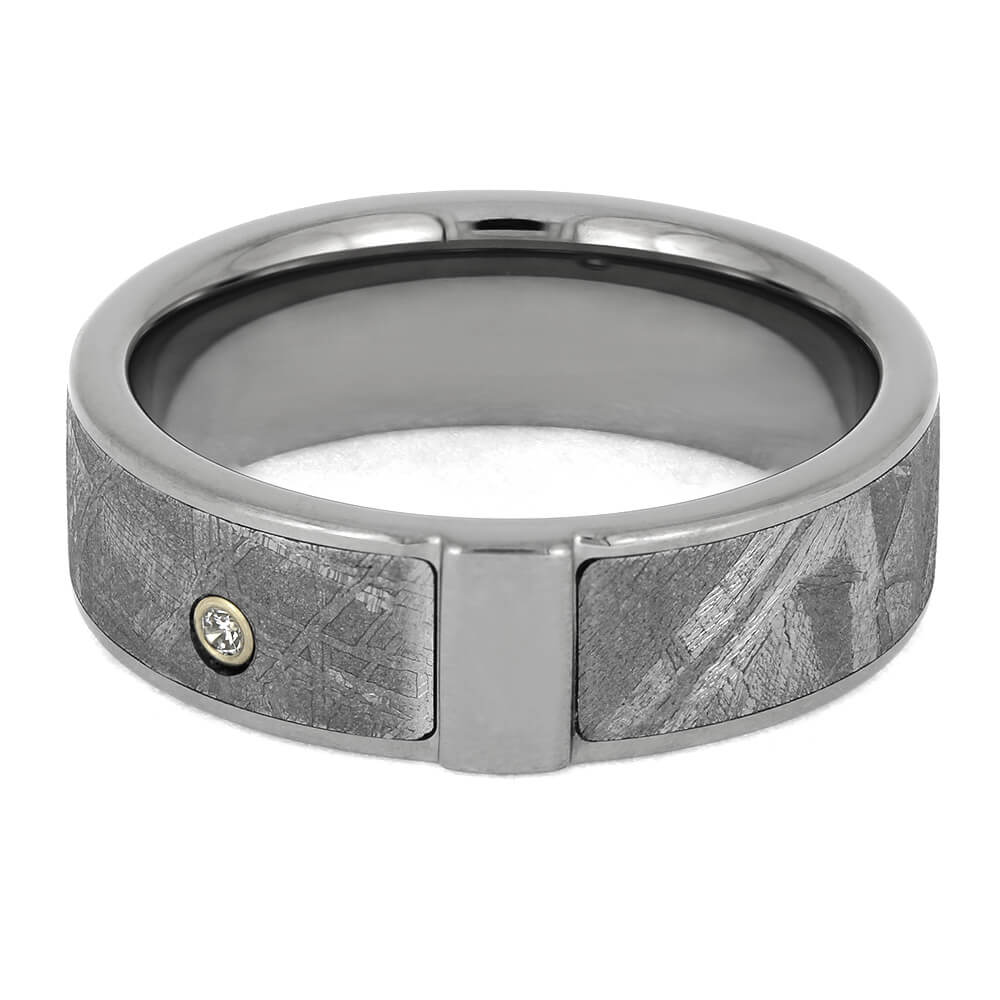 Meteorite Wedding Band with Diamond