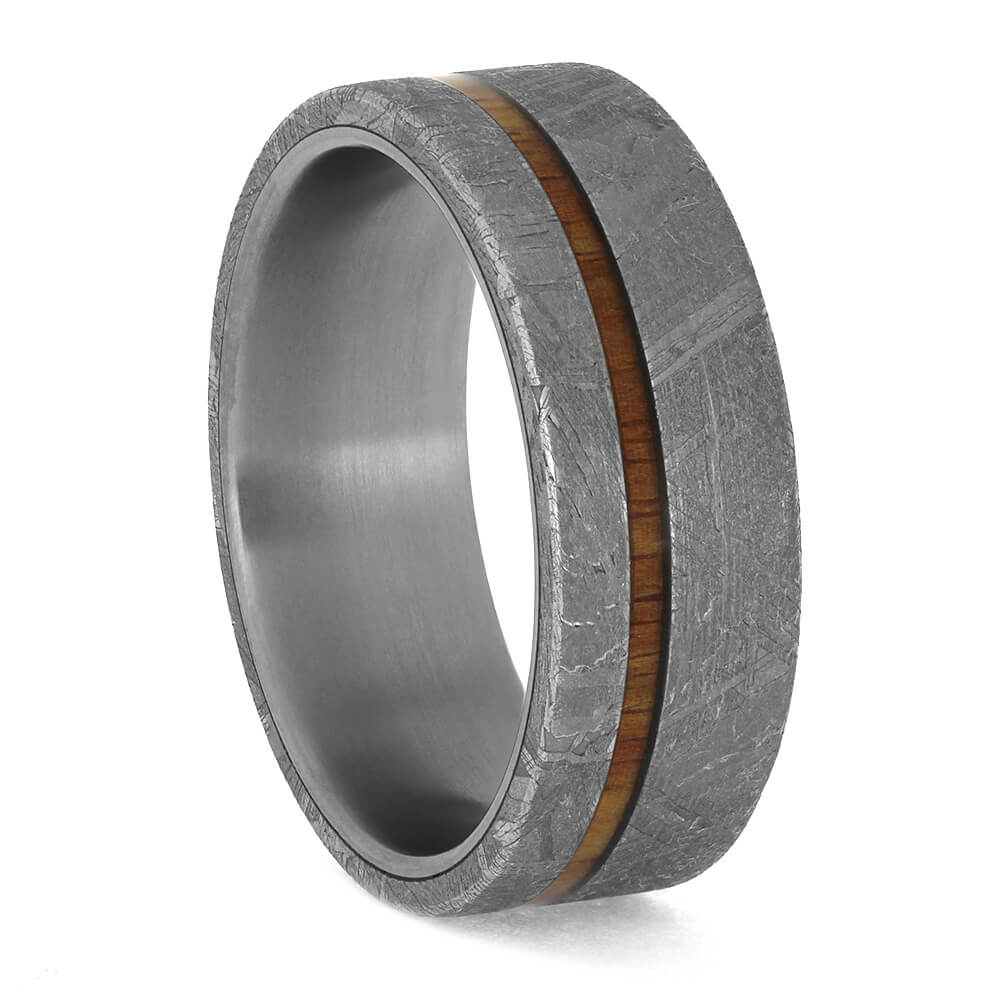 Koa Wood and Meteorite Wedding Band