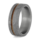 Titanium Ring with Meteorite and Wood