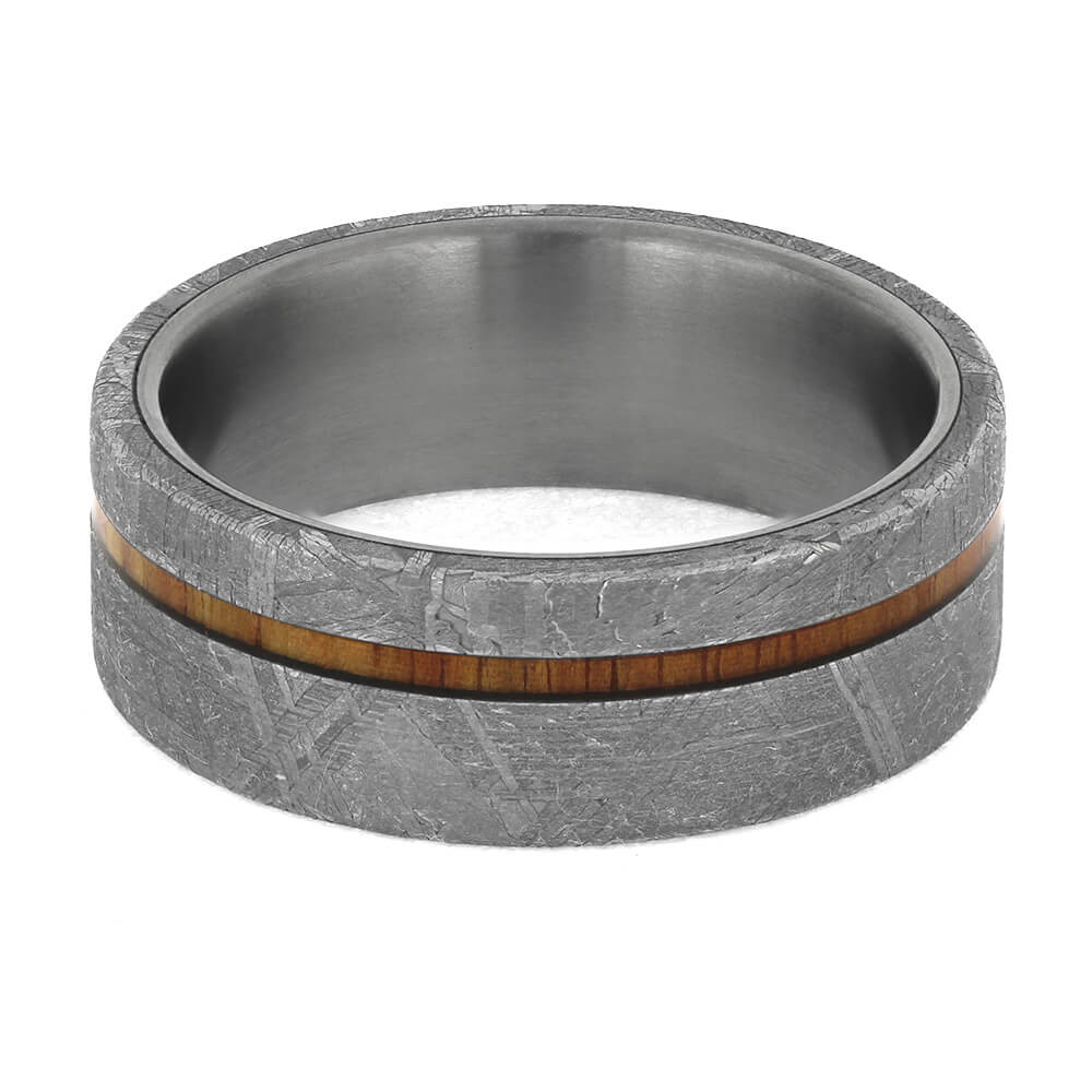 Unique Wood and Meteorite Wedding Ring for Men