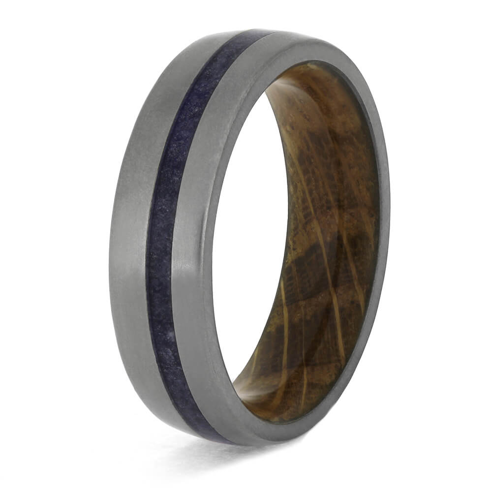 Whiskey Barrel Wood Ring with Sea Glass