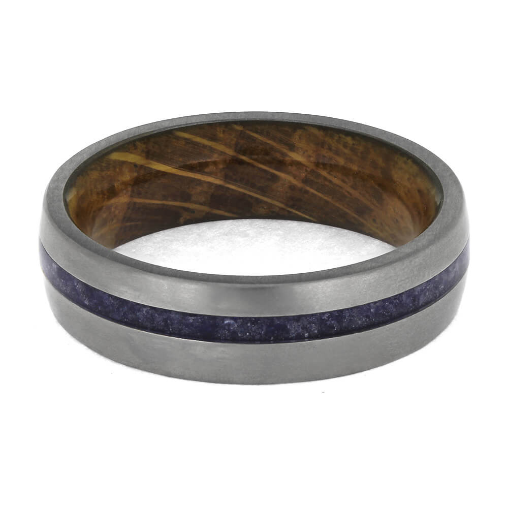 Sea Glass Ring with Whiskey Oak Barrel Sleeve