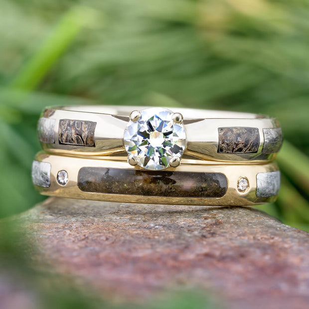 Meteorite and Dinosaur Bone Bridal Set