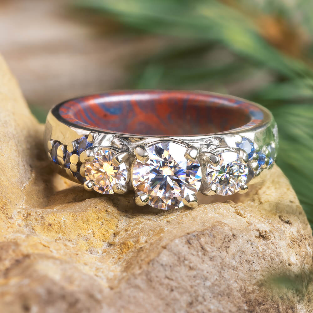 Mokume and Meteorite Engagement Ring