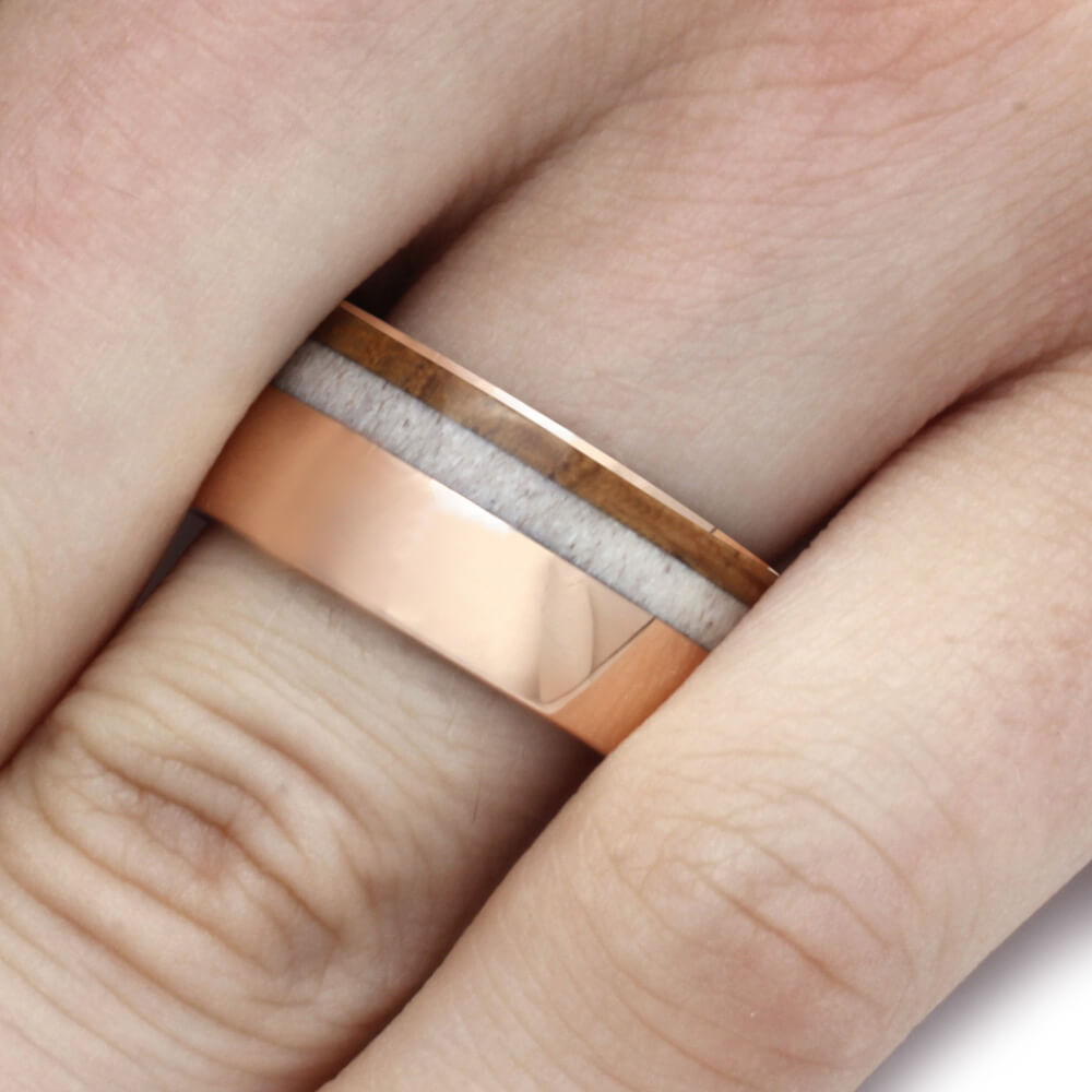 Rose Gold Ring for Men with Antler