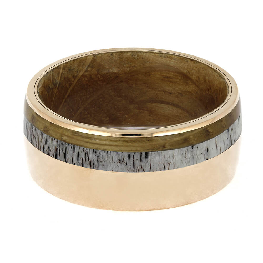 Men's Antler and Oak Wedding Band