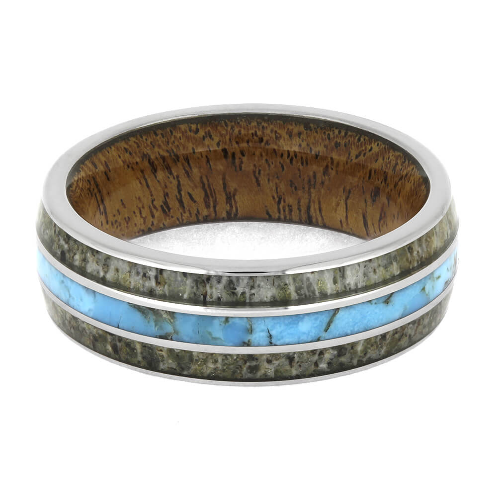 Turquoise Ring with Antler