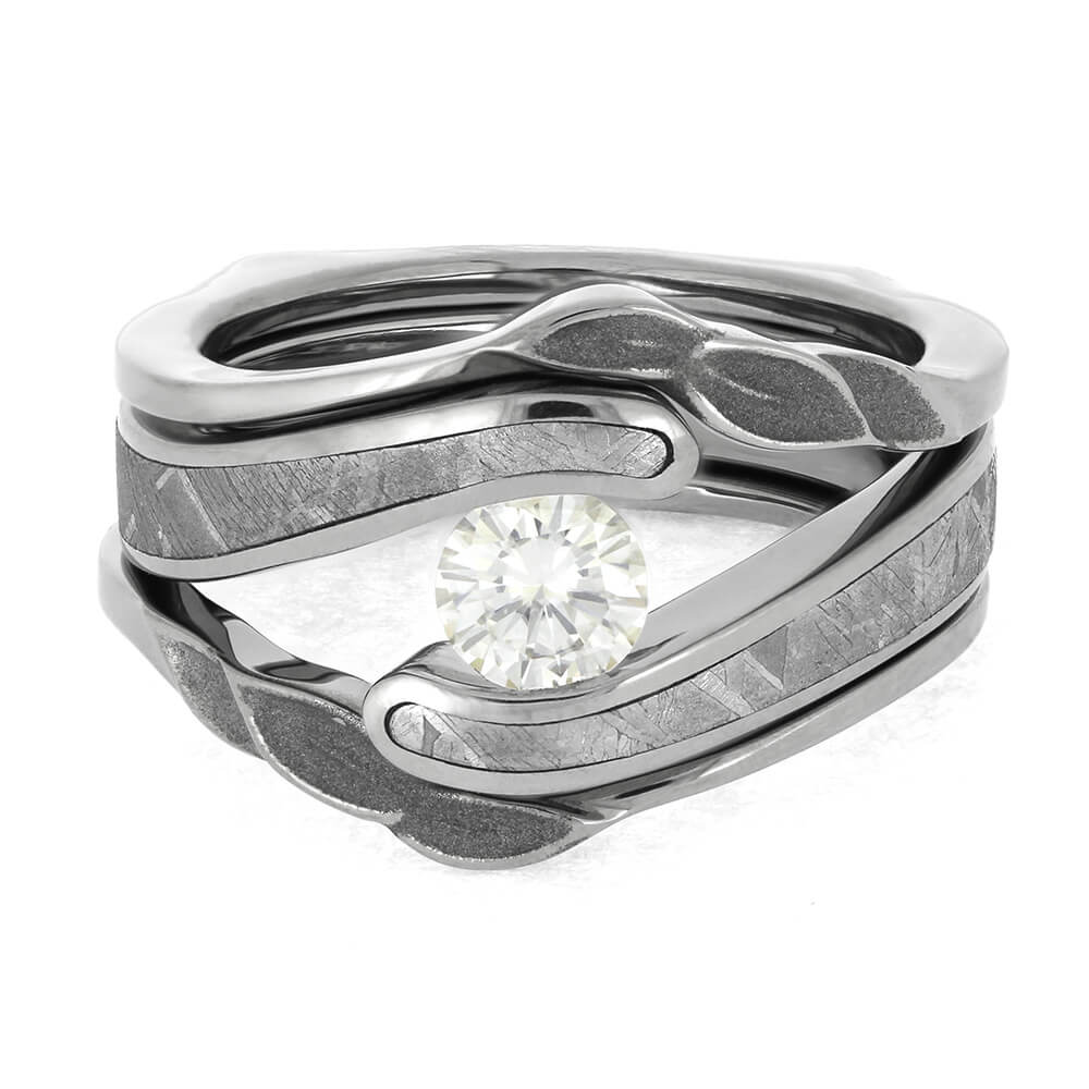 Natural Engagement Ring and Wedding Band Set