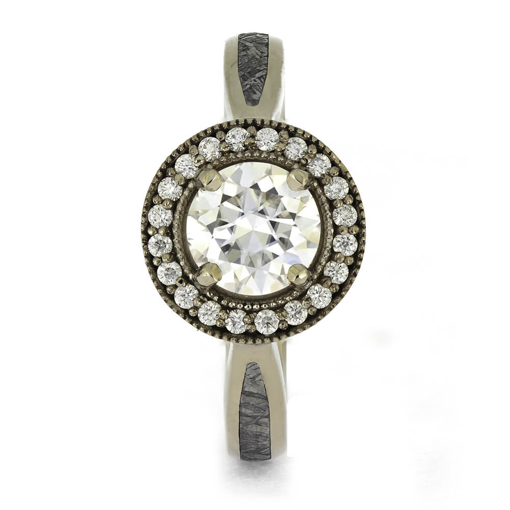 Meteorite Halo Engagement Ring