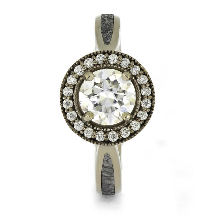 Meteorite Halo Engagement Ring