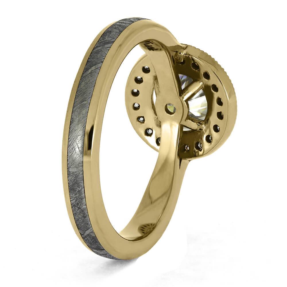 Meteorite Engagement Ring with Halo