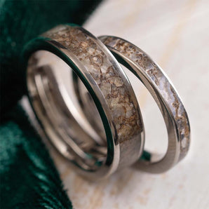 Titanium Rings with Dinosaur Bone