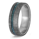 Meteorite Wedding Band with Opal Inlay