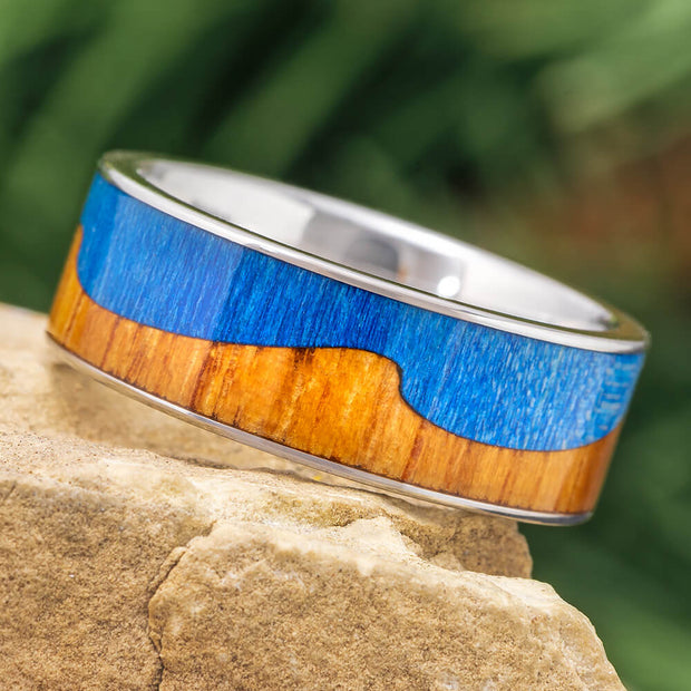 Wavy Wood Wedding Band for Men