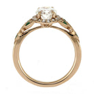 Handmade Rose Gold Halo Ring with Emeralds