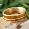 Whiskey Barrel Oak Wood Wedding Band in Brushed Gold