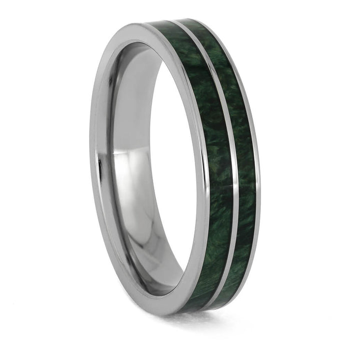 Green Box Elder Burl Wedding Band