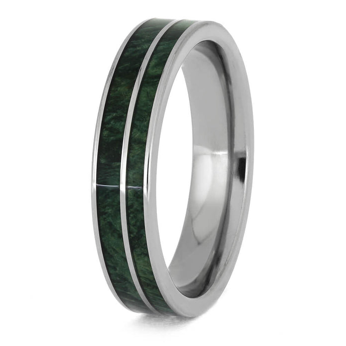 Green Wedding Band in Titanium