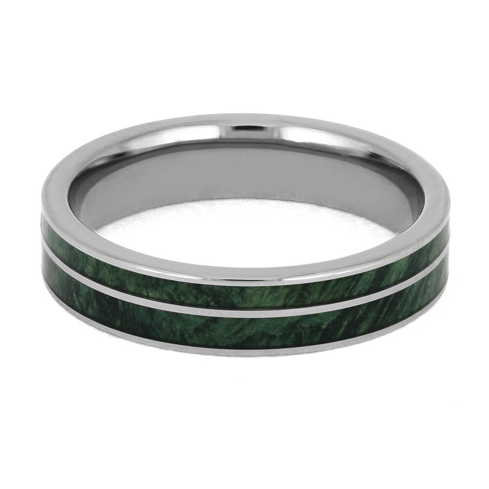 Titanium Ring with Green Wood